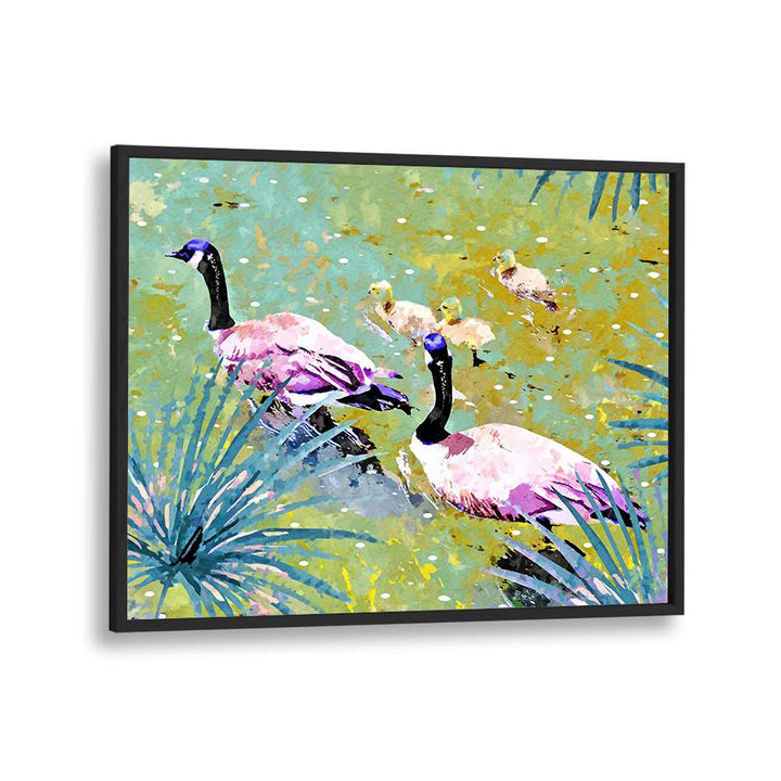 VIBRANT GEESE FAMILY POND