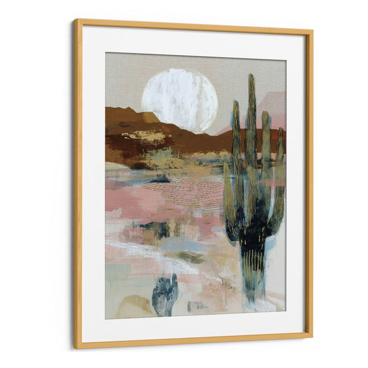 MOONLIT SAGUARO IN ABSTRACT DESERT