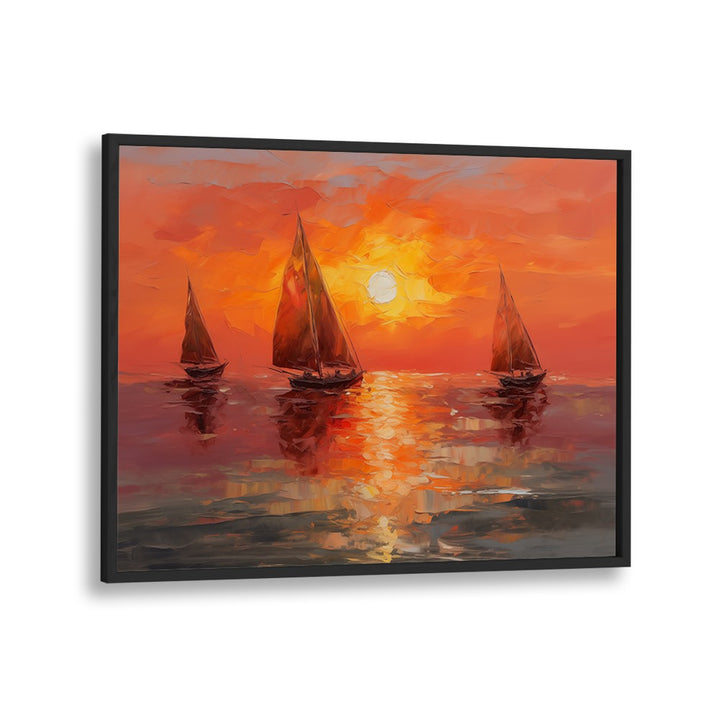 VIBRANT SUNSET SAILBOATS