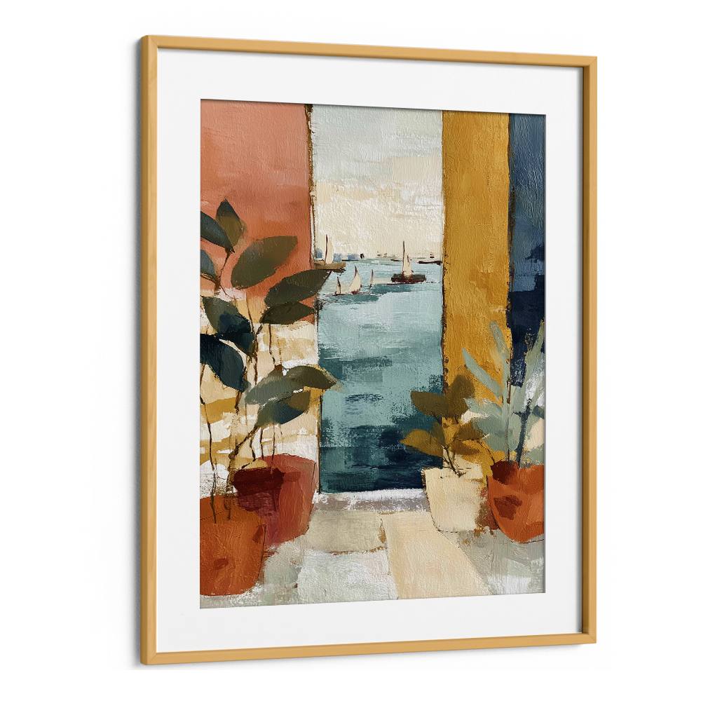 MEDITERRANEAN WINDOW WITH SAILBOATS