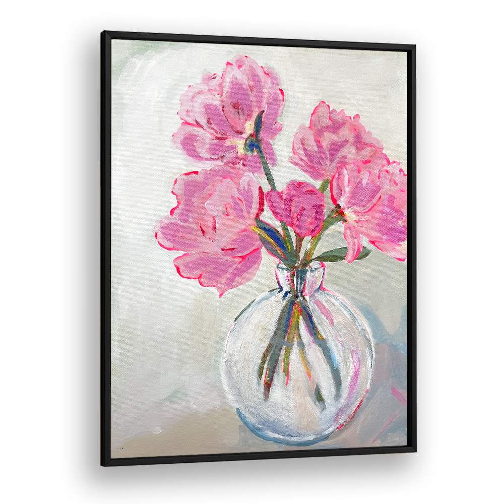 PINK FLOWERS GLASS VASE