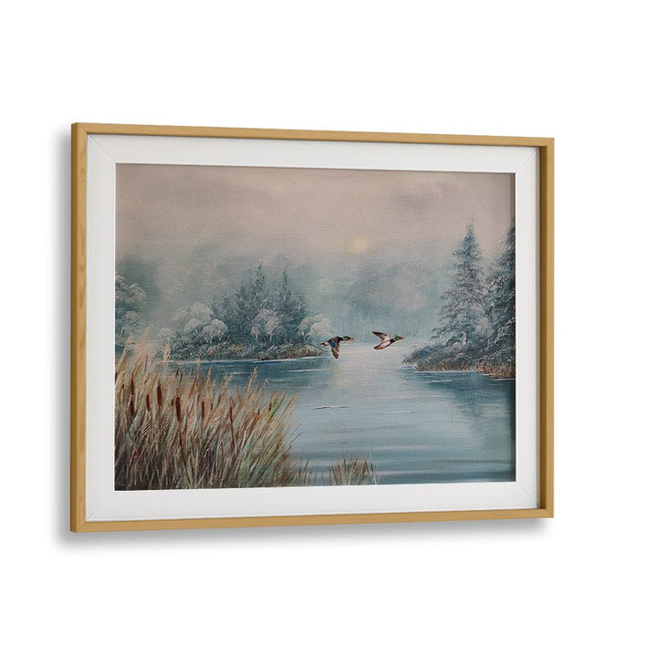 DUCKS OVER WINTER LAKE