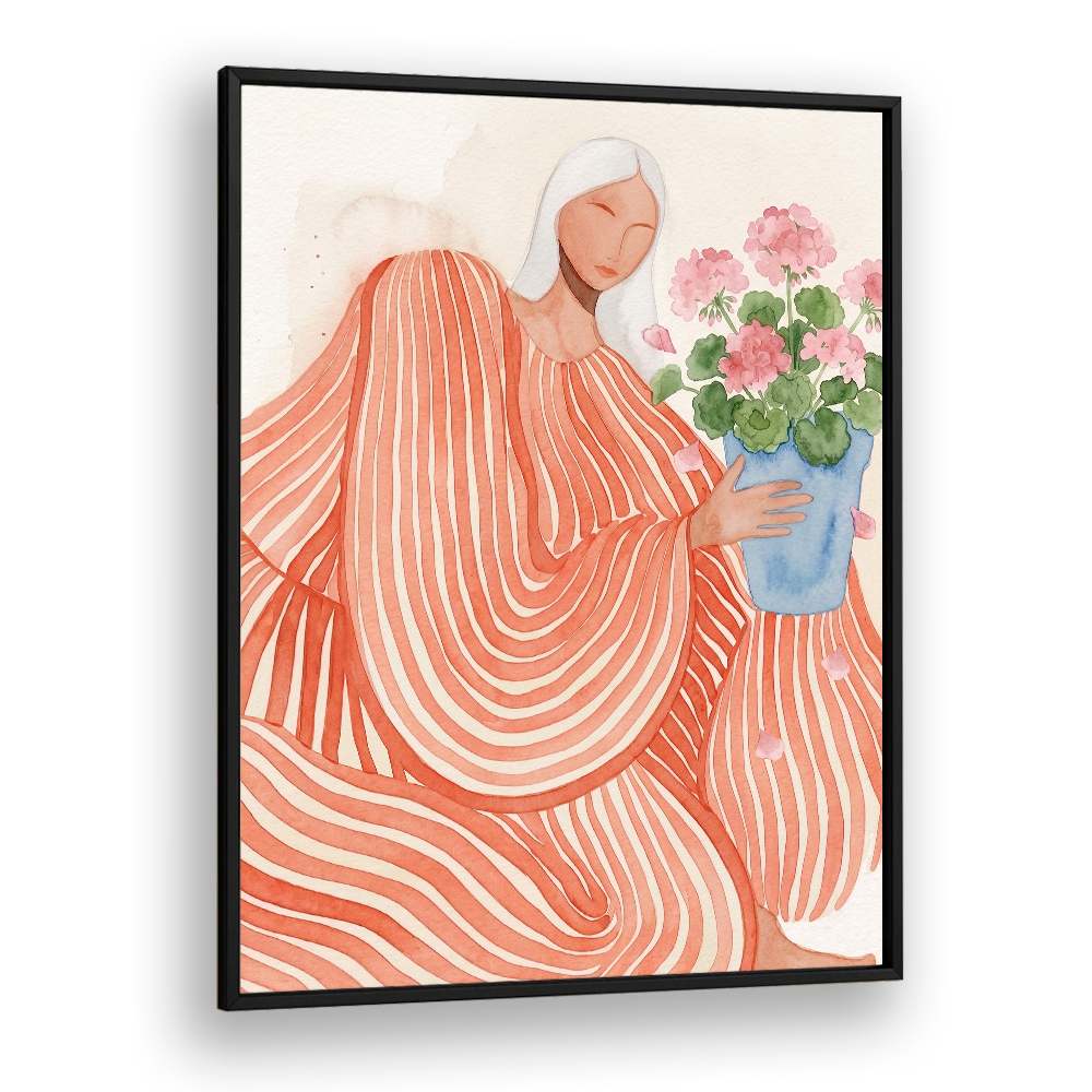 SERENE WOMAN PINK FLOWERS