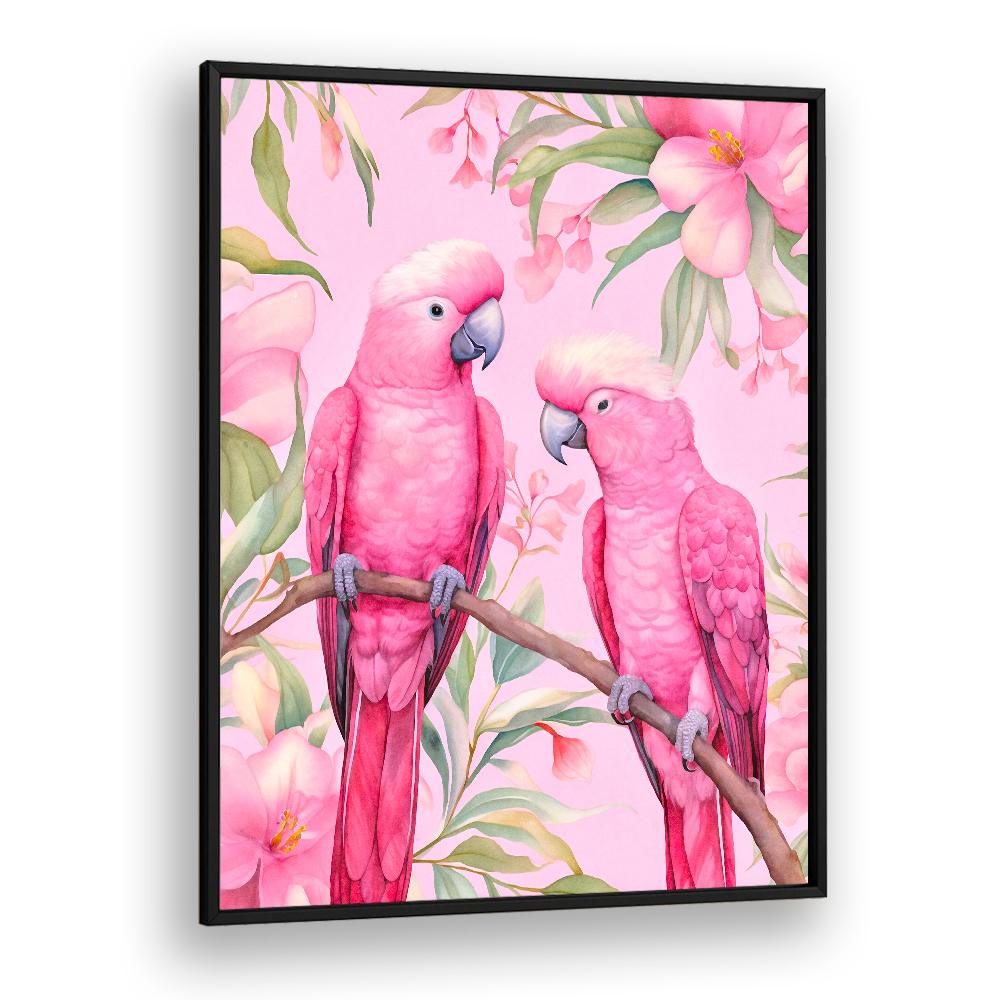 PINK PARROTS ON BRANCH