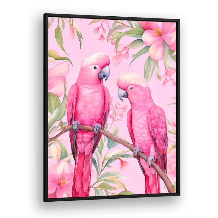 PINK PARROTS ON BRANCH