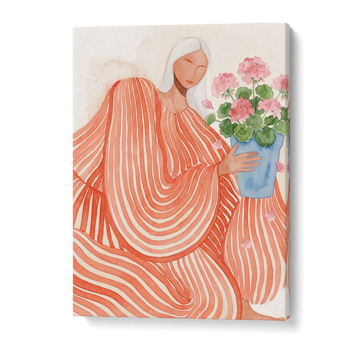 SERENE WOMAN PINK FLOWERS