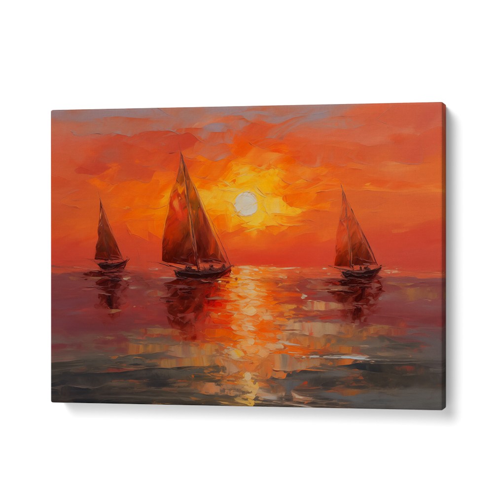 VIBRANT SUNSET SAILBOATS