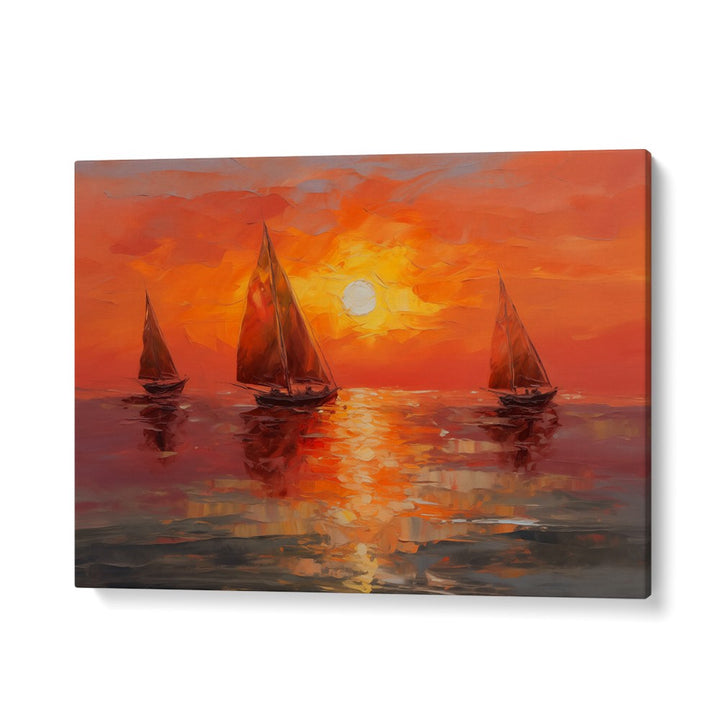 VIBRANT SUNSET SAILBOATS