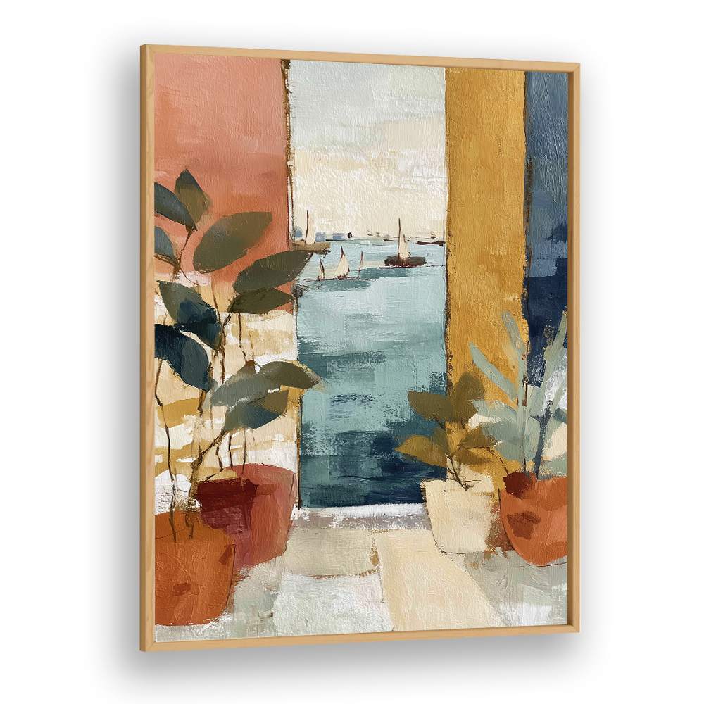 MEDITERRANEAN WINDOW WITH SAILBOATS