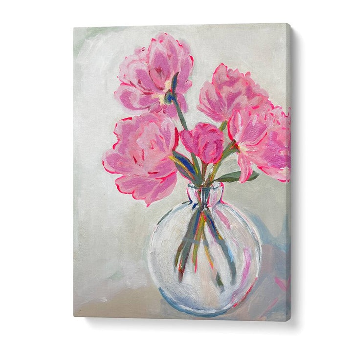 PINK FLOWERS GLASS VASE