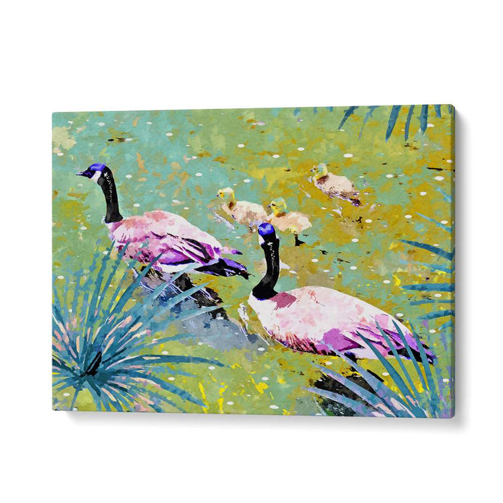 VIBRANT GEESE FAMILY POND