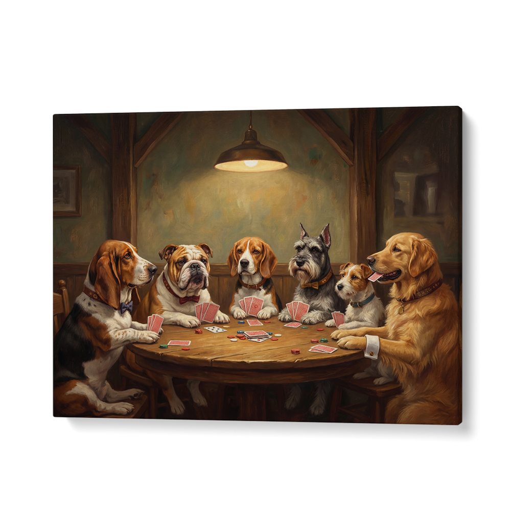 DOGS PLAYING POKER