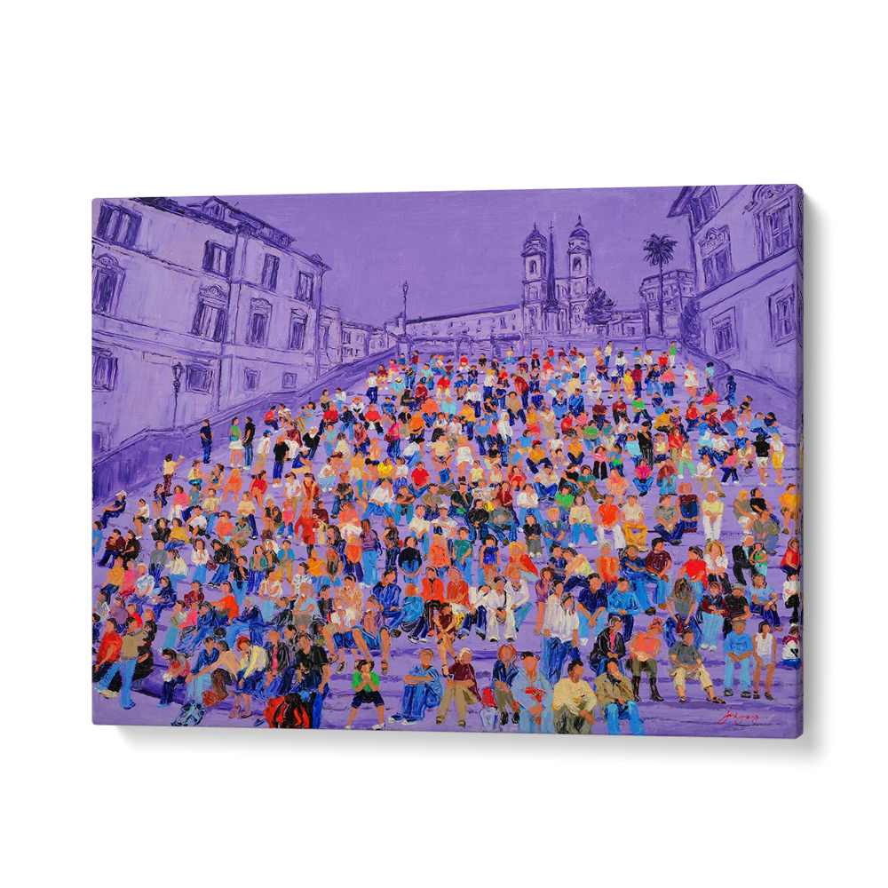 PURPLE SPANISH STEPS CROWD