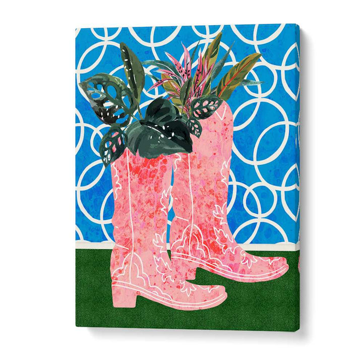 PINK BOOTS GREEN PLANTS