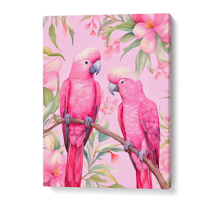 PINK PARROTS ON BRANCH
