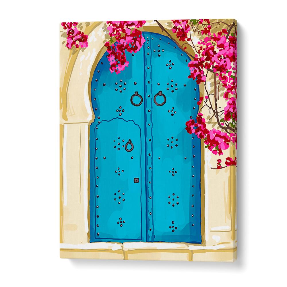 BLUE DOOR AND BOUGAINVILLEA