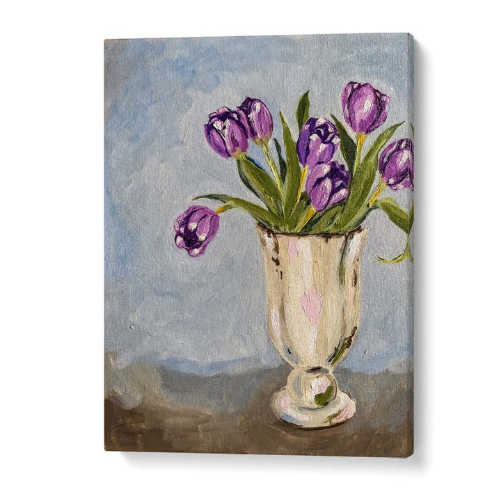 PURPLE TULIPS IN VASE