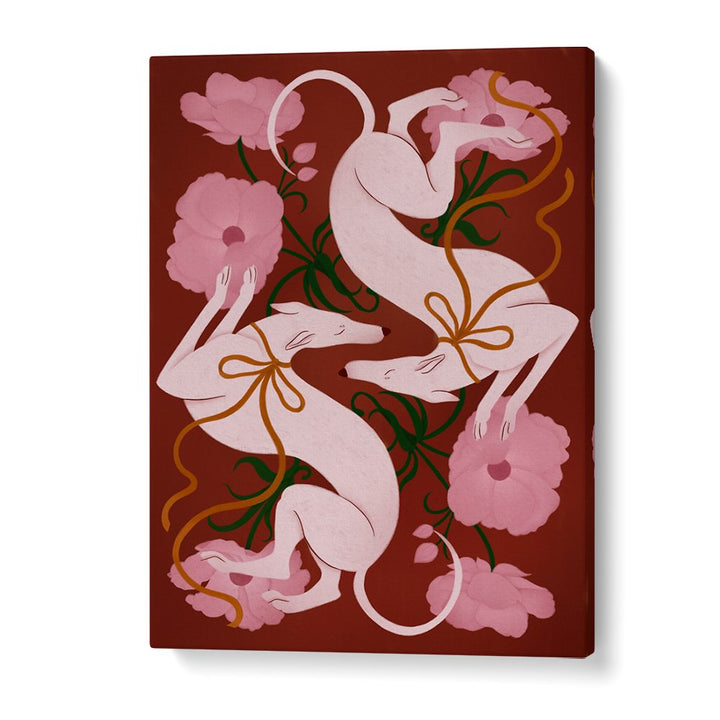 ELEGANT GREYHOUNDS AND FLOWERS