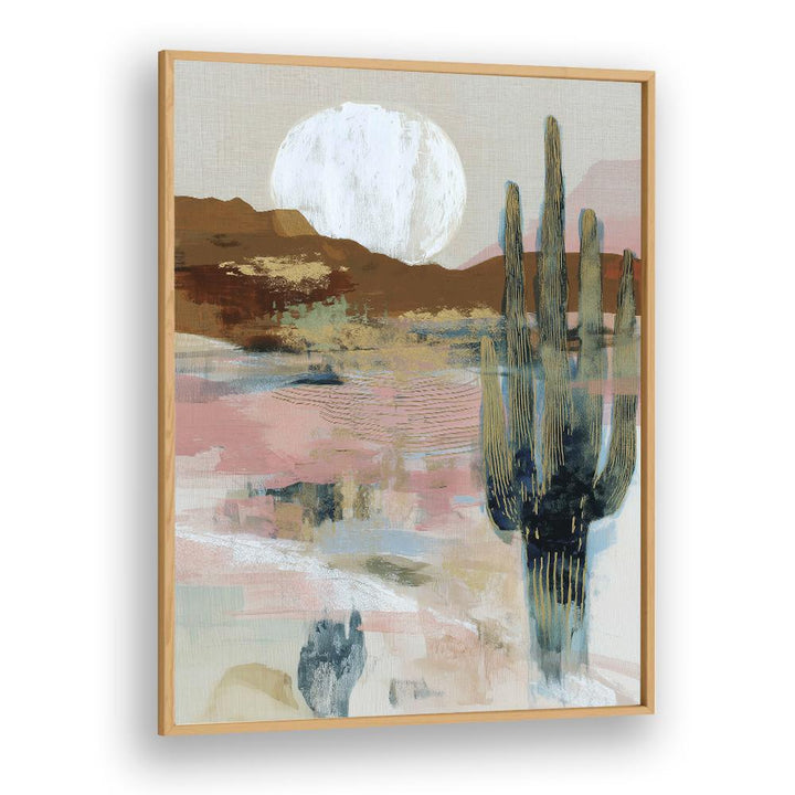 MOONLIT SAGUARO IN ABSTRACT DESERT
