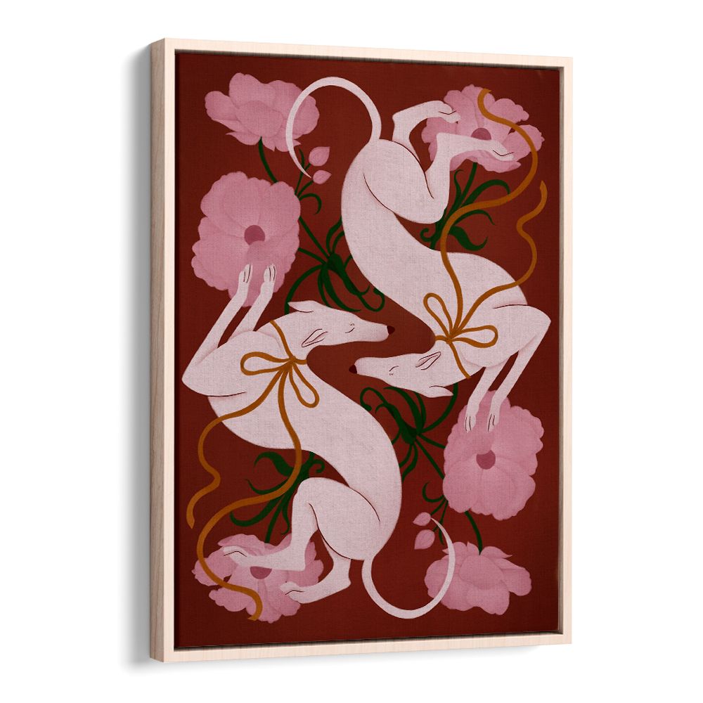 ELEGANT GREYHOUNDS AND FLOWERS