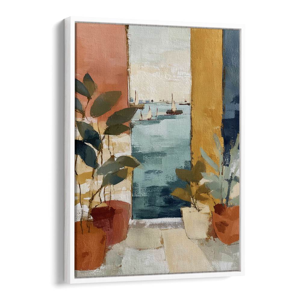 MEDITERRANEAN WINDOW WITH SAILBOATS