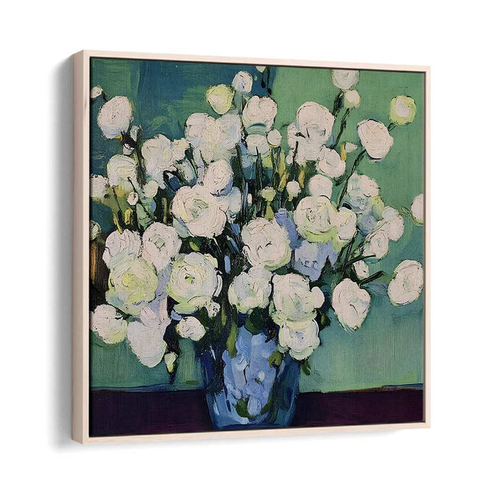 WHITE BLOOMS BLUE VASE