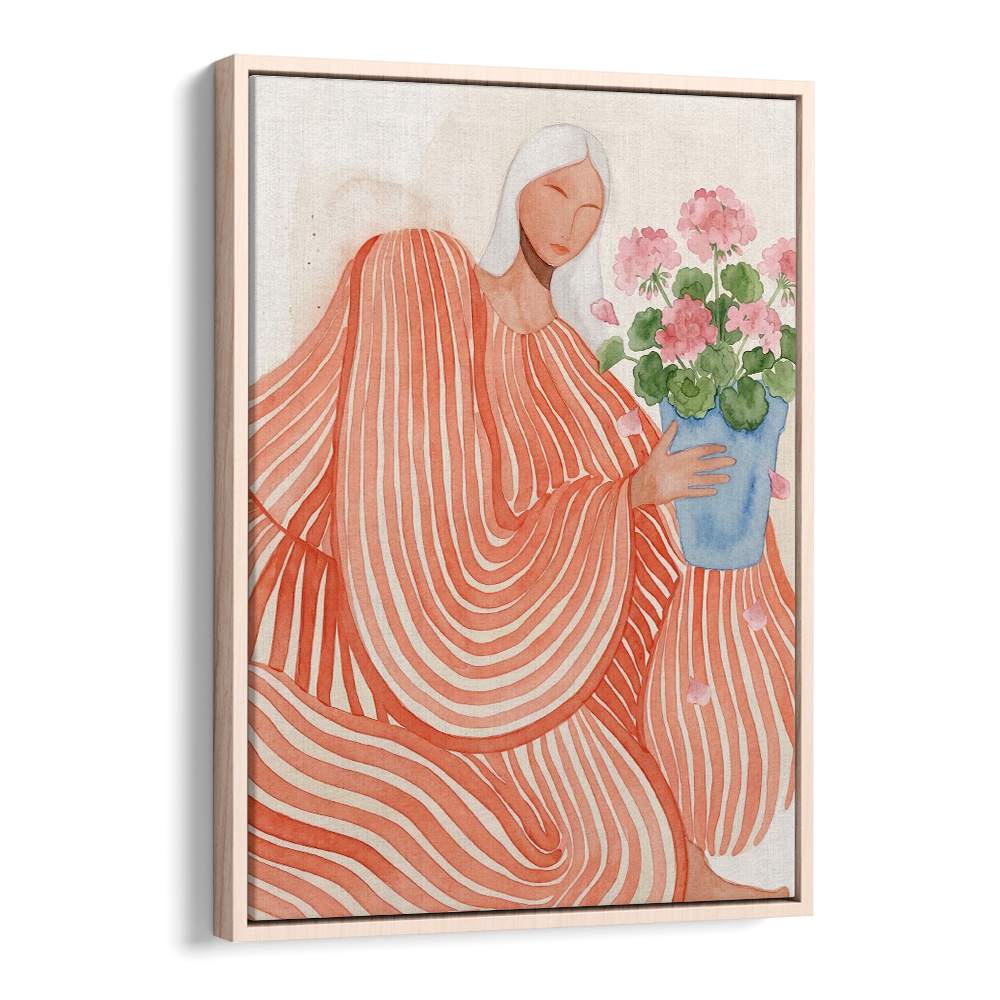 SERENE WOMAN PINK FLOWERS