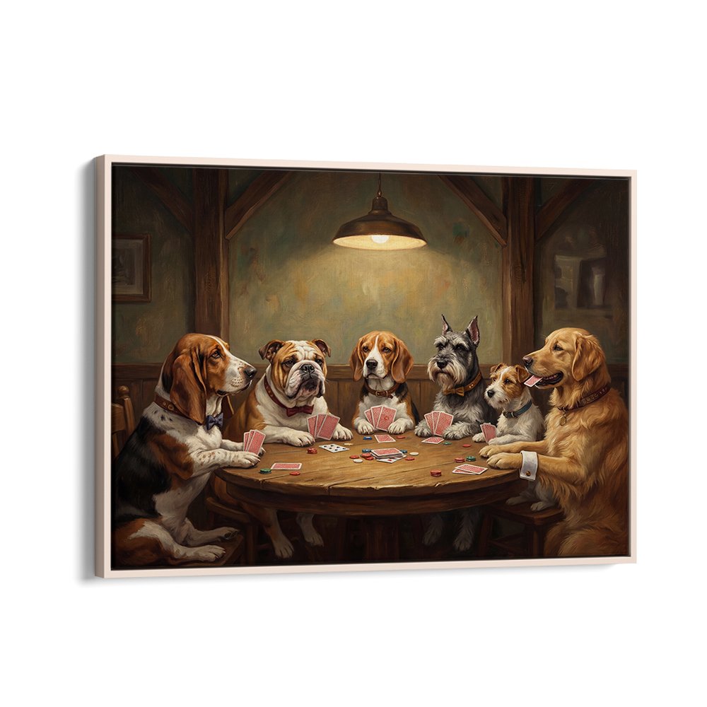 DOGS PLAYING POKER