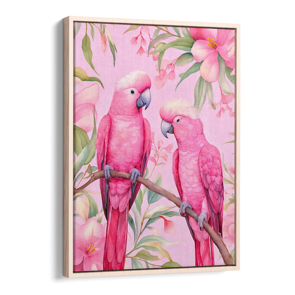 PINK PARROTS ON BRANCH