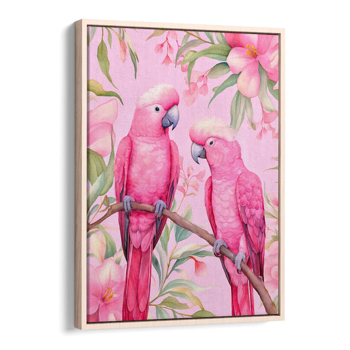PINK PARROTS ON BRANCH