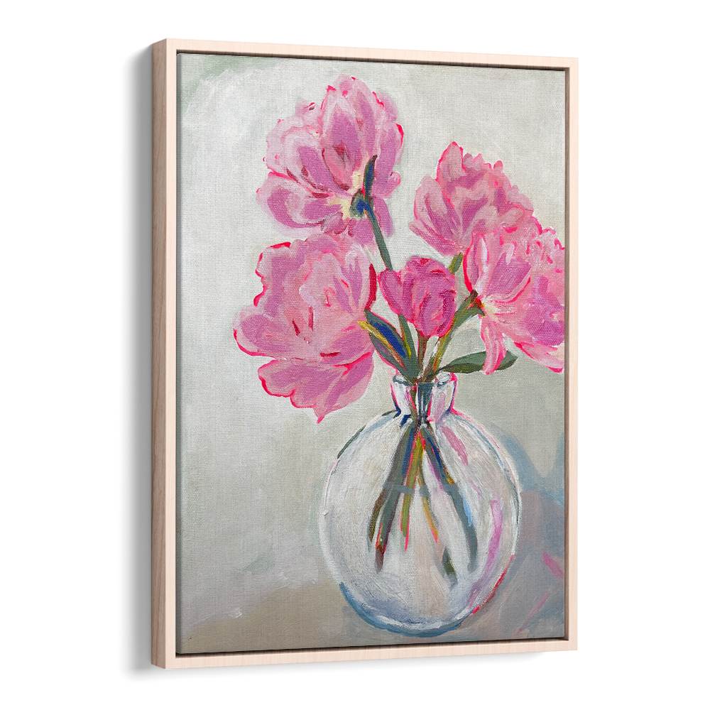 PINK FLOWERS GLASS VASE
