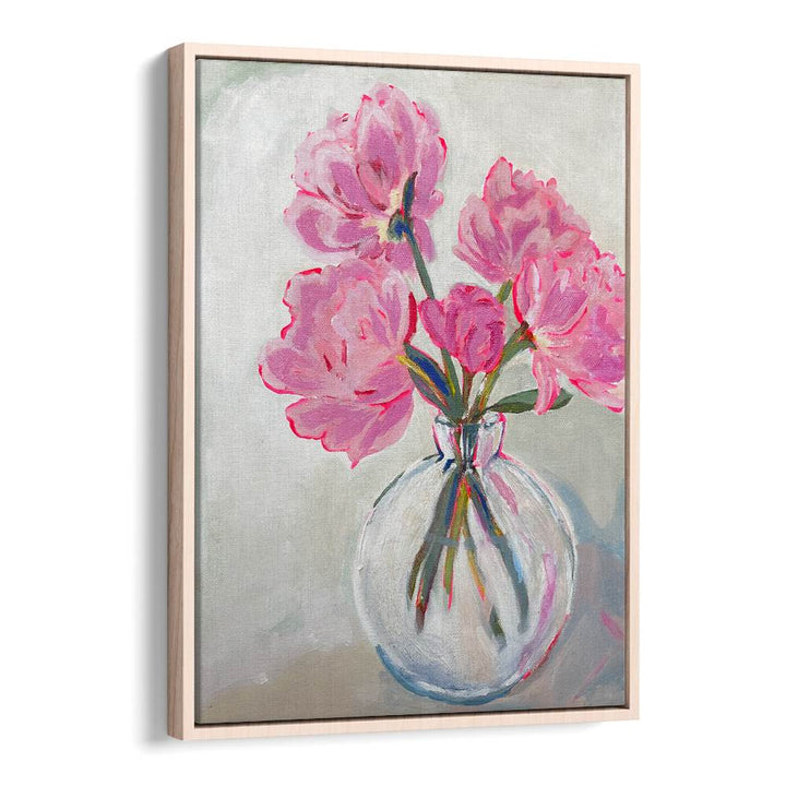 PINK FLOWERS GLASS VASE