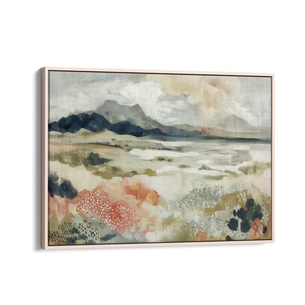 DESERT WILDFLOWERS AND DISTANT MOUNTAINS