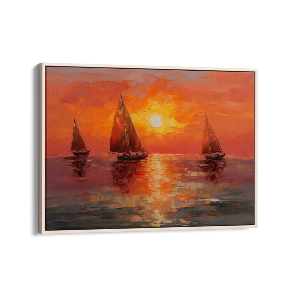 VIBRANT SUNSET SAILBOATS