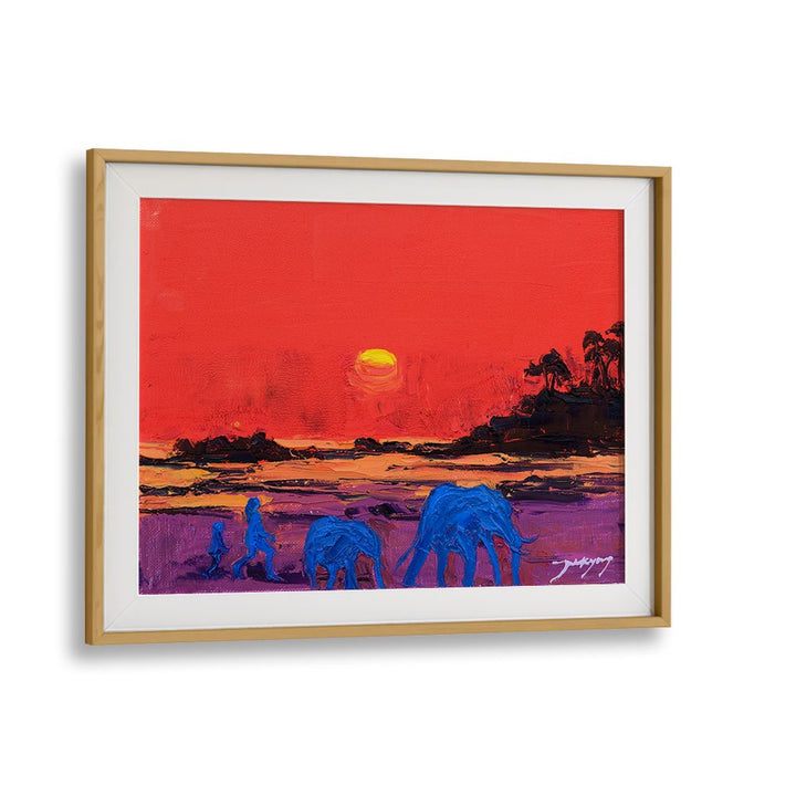 VIVID SUNSET ELEPHANTS