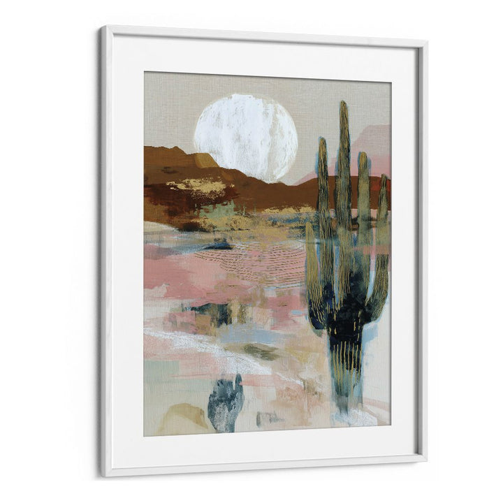 MOONLIT SAGUARO IN ABSTRACT DESERT