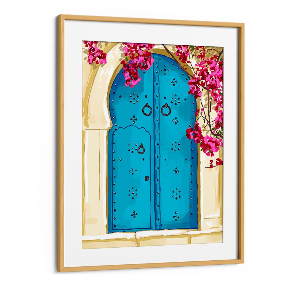 BLUE DOOR AND BOUGAINVILLEA