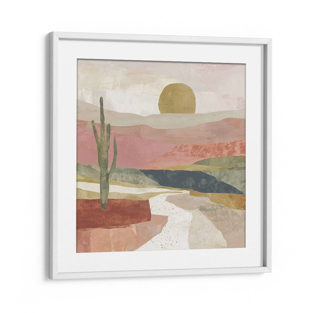 DESERT PATH WITH SAGUARO AND SUN