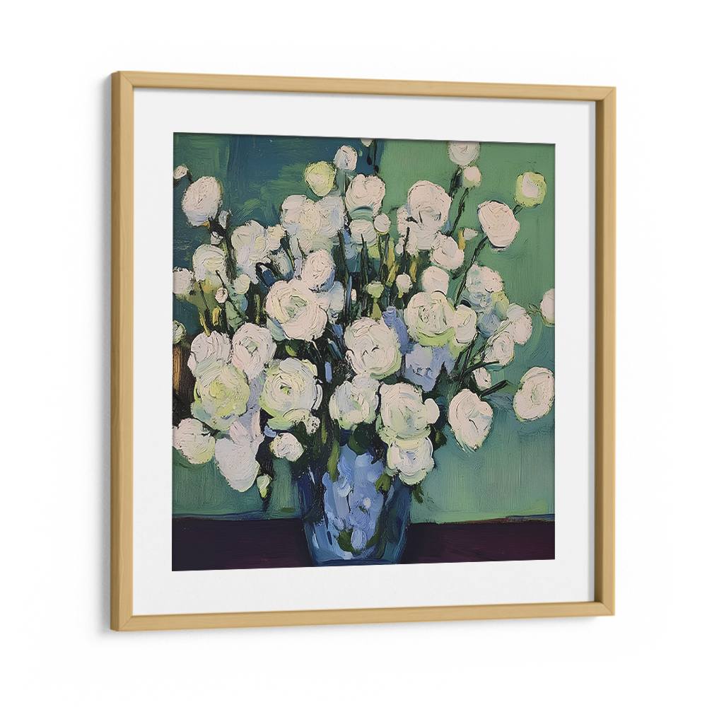 WHITE BLOOMS BLUE VASE