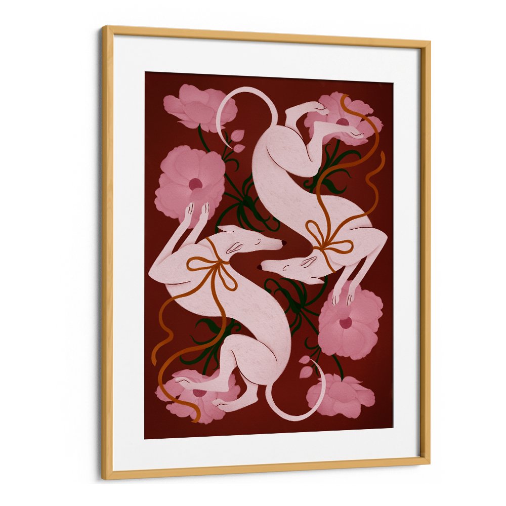 ELEGANT GREYHOUNDS AND FLOWERS