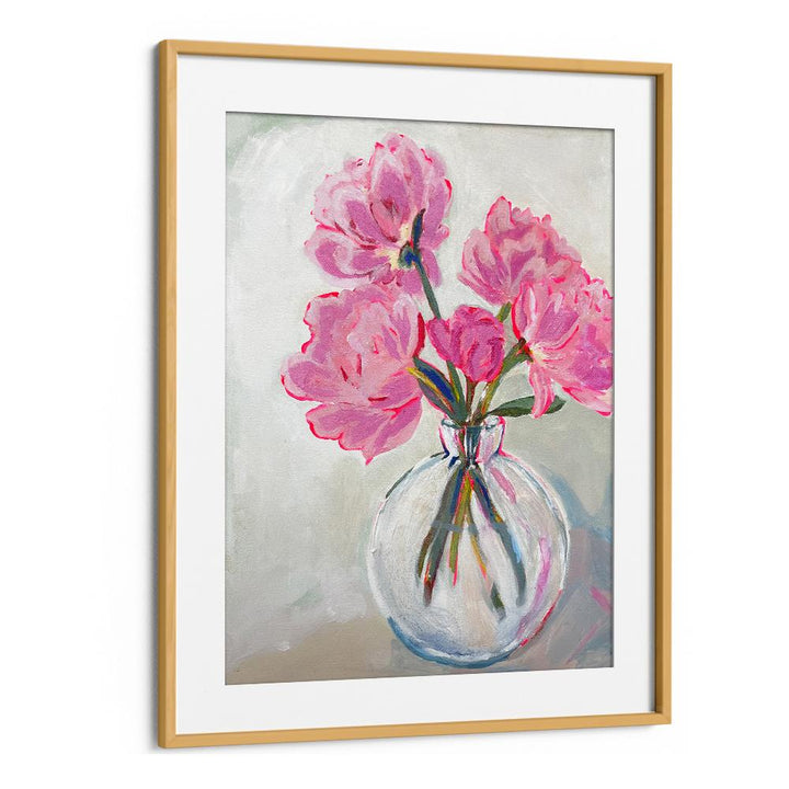 PINK FLOWERS GLASS VASE