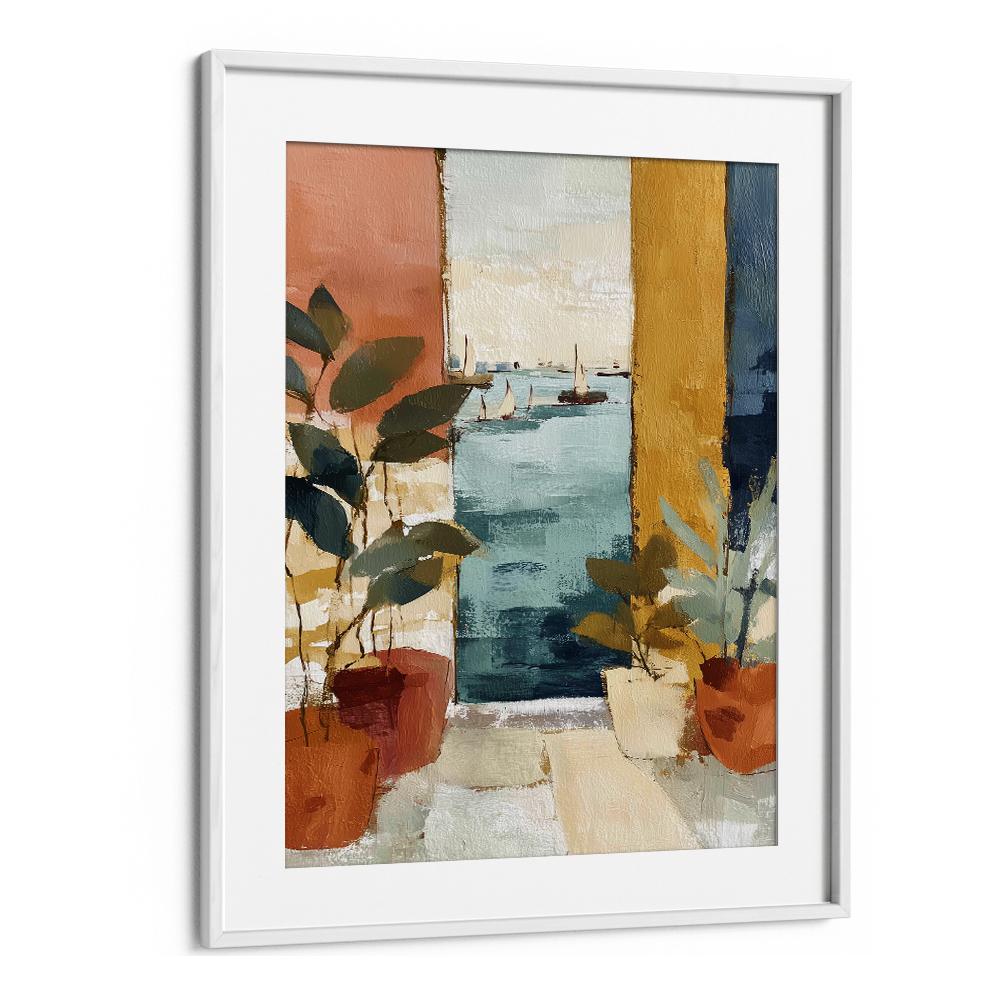MEDITERRANEAN WINDOW WITH SAILBOATS