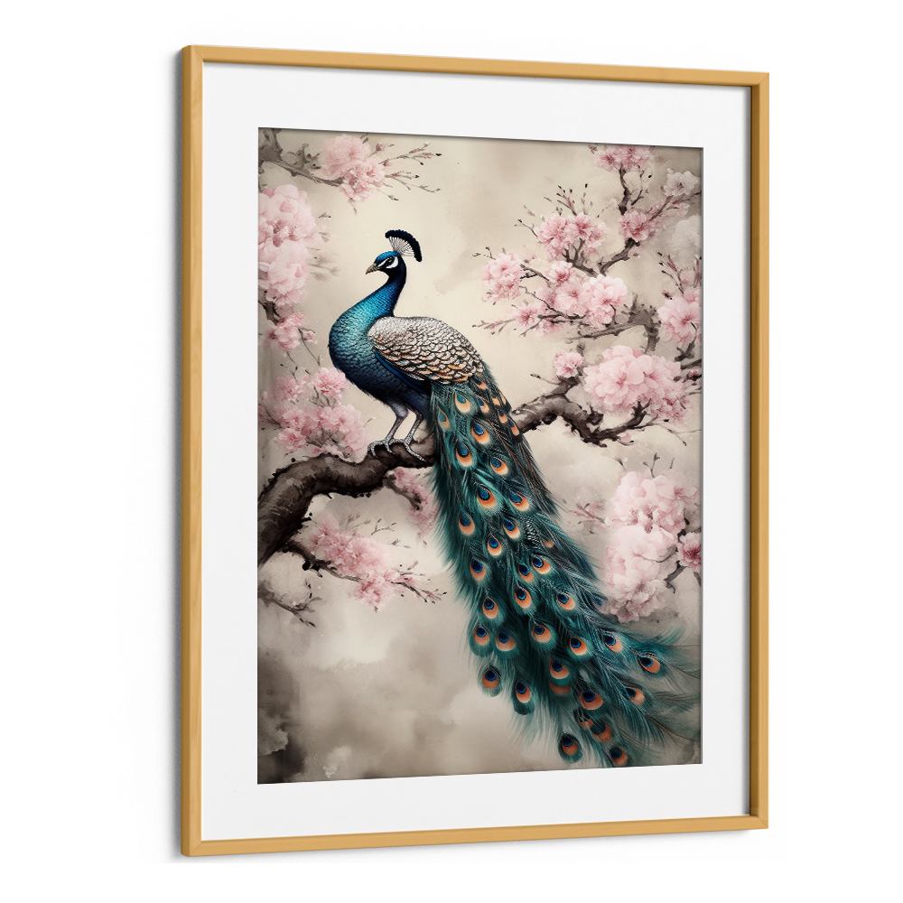 PEACOCK ON BLOSSOM BRANCH