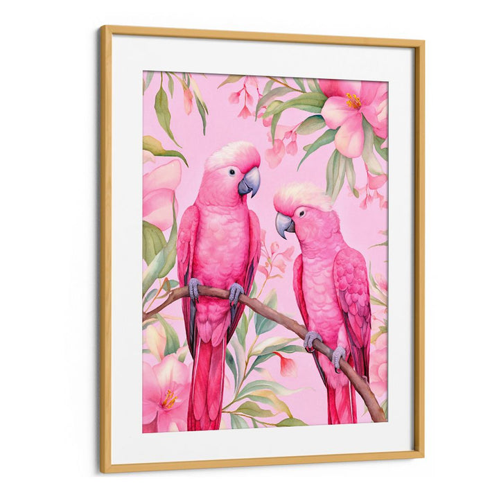 PINK PARROTS ON BRANCH