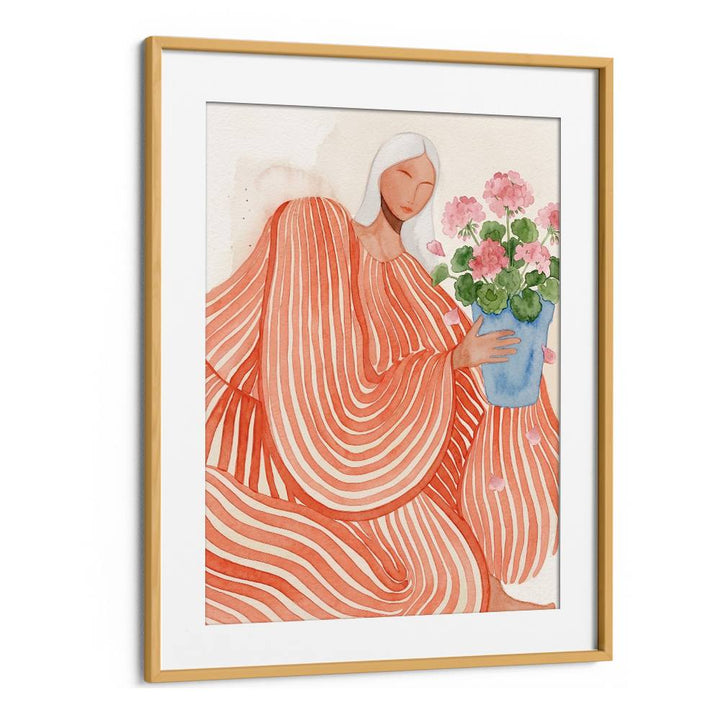 SERENE WOMAN PINK FLOWERS