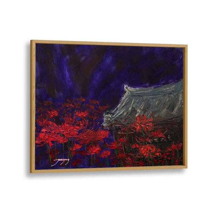 TEMPLE UNDER RED BLOOMS