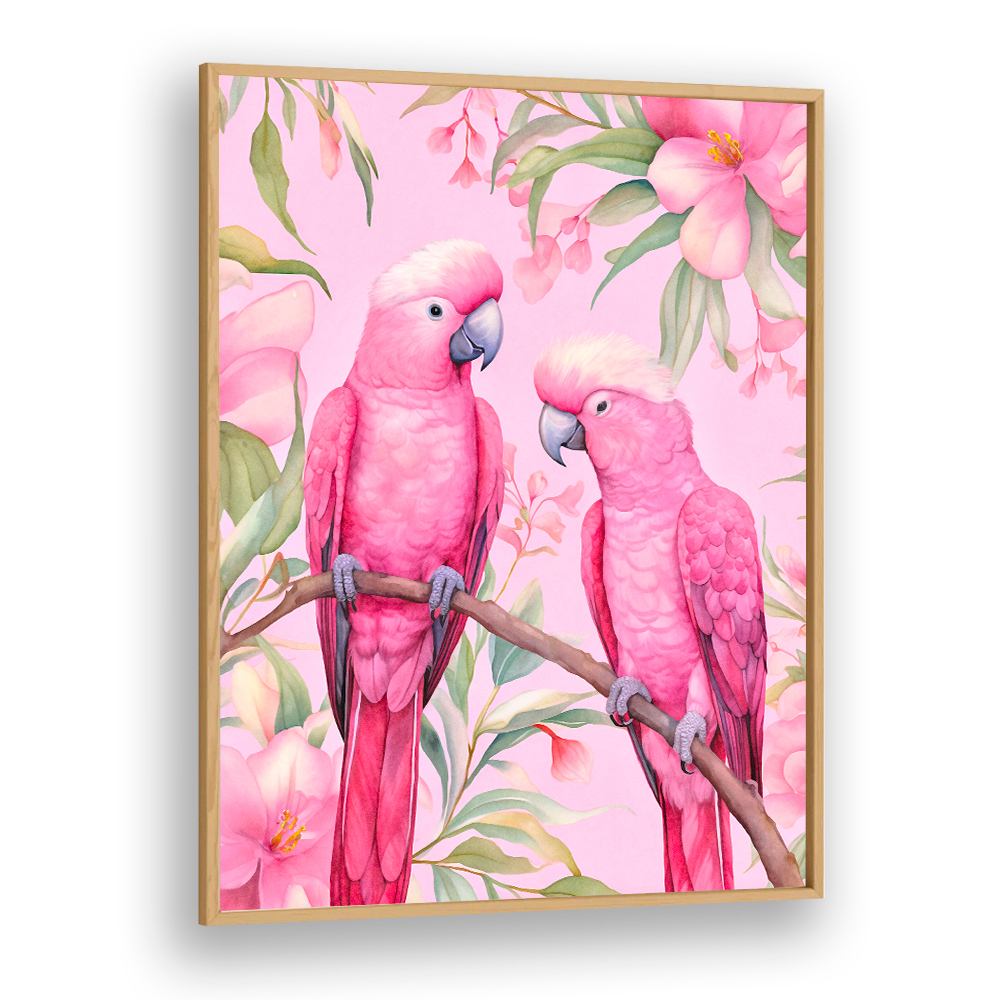 PINK PARROTS ON BRANCH