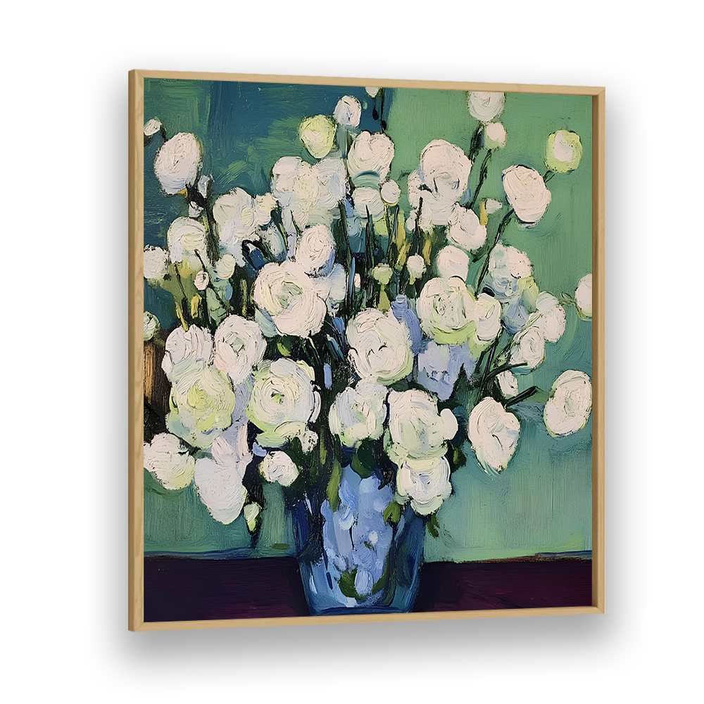 WHITE BLOOMS BLUE VASE
