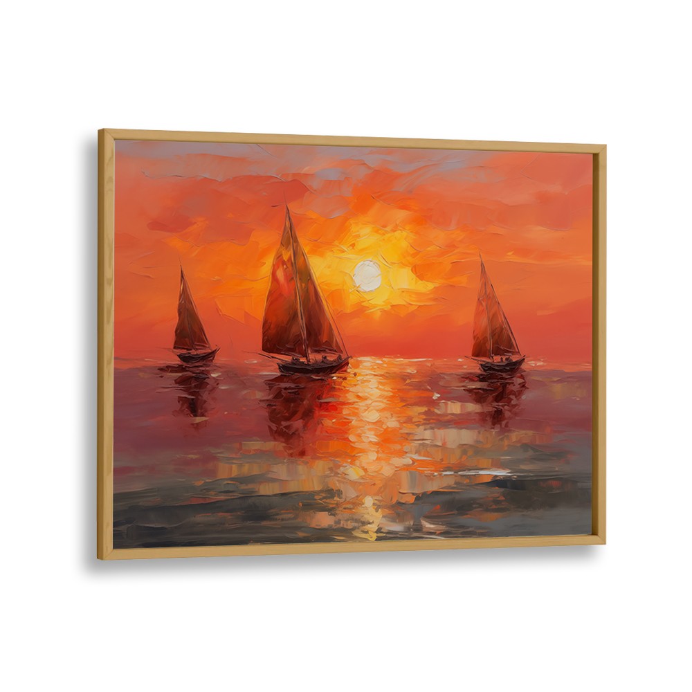 VIBRANT SUNSET SAILBOATS