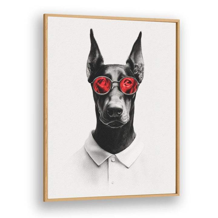 DAPPER DOBERMAN WITH RED GLASSES